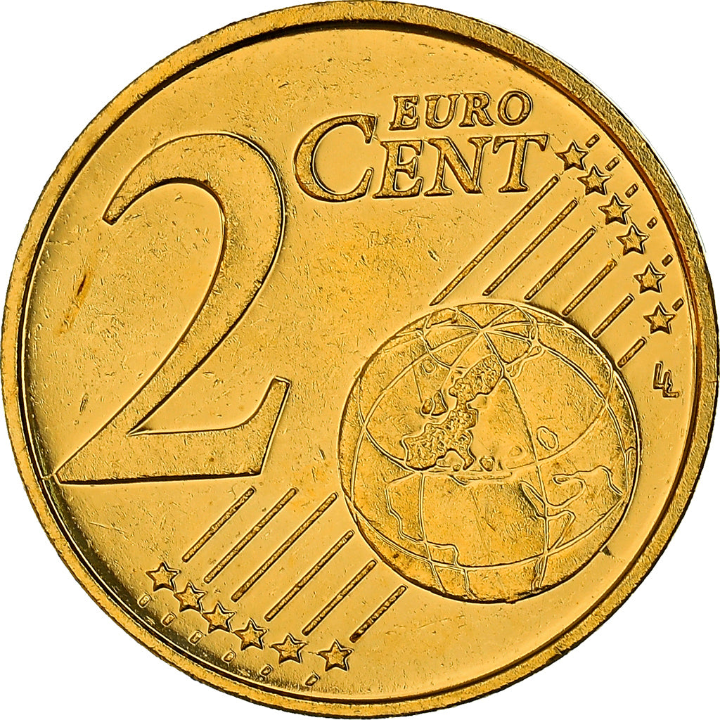 Austria, 2 Euro Cent, An edelweiss, 2002, golden, MS(63), Copper Plated Steel
