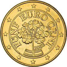 Austria, 5 Euro Cent, Alpine primroses, 2002, golden, MS(63), Copper Plated