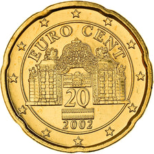 Oostenrijk, 20 Euro Cent, The Belvedere Palace, 2002, golden, UNC-, Nordic gold