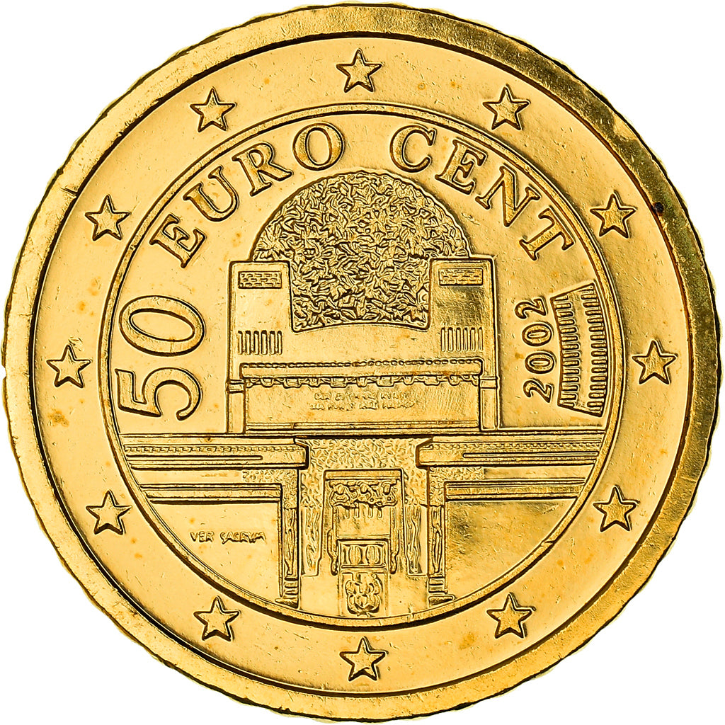 Austria, 50 Euro Cent, The secession building in Vienna, 2002, golden, MS(63)