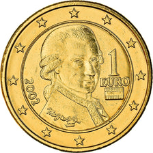 Austria, 1 Euro, Wolfgang Amadeus Mozart, 2002, golden, SC, Bimetálico