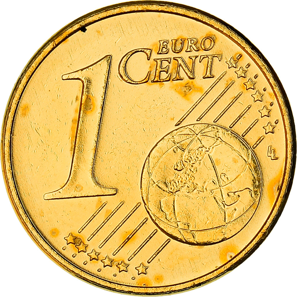 Germany, 1 Cent, An oak twig, 2003, golden, MS(63), Copper Plated Steel