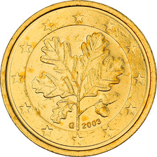Germany, 2 Euro Cent, An oak twig, 2003, golden, MS(63), Copper Plated Steel