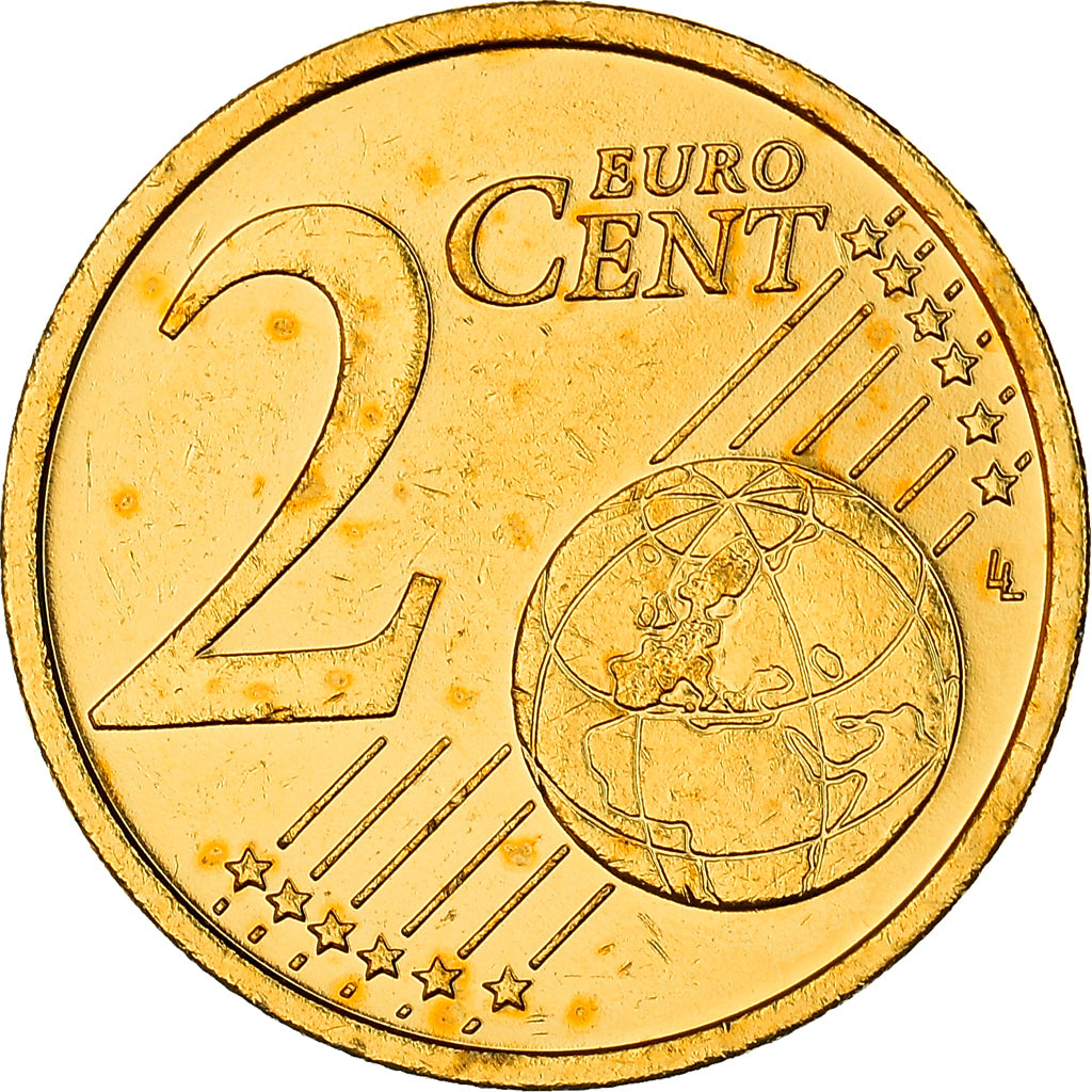 Germany, 2 Euro Cent, An oak twig, 2003, golden, MS(63), Copper Plated Steel