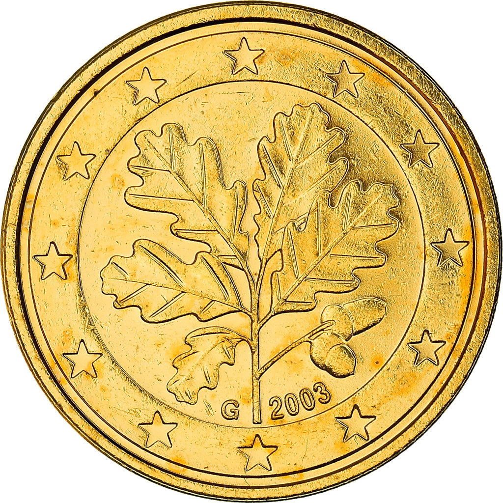 Alemania, 5 Euro Cent, An oak twig, 2003, golden, SC, Cobre chapado en acero