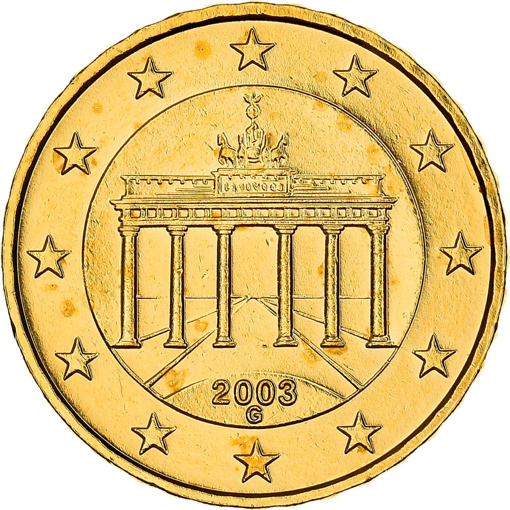 Germany, 10 Euro Cent, The Brandenburg Gate, 2003, golden, MS(63), Nordic gold
