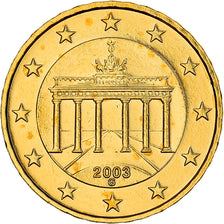 Germany, 10 Euro Cent, The Brandenburg Gate, 2003, golden, MS(63), Nordic gold