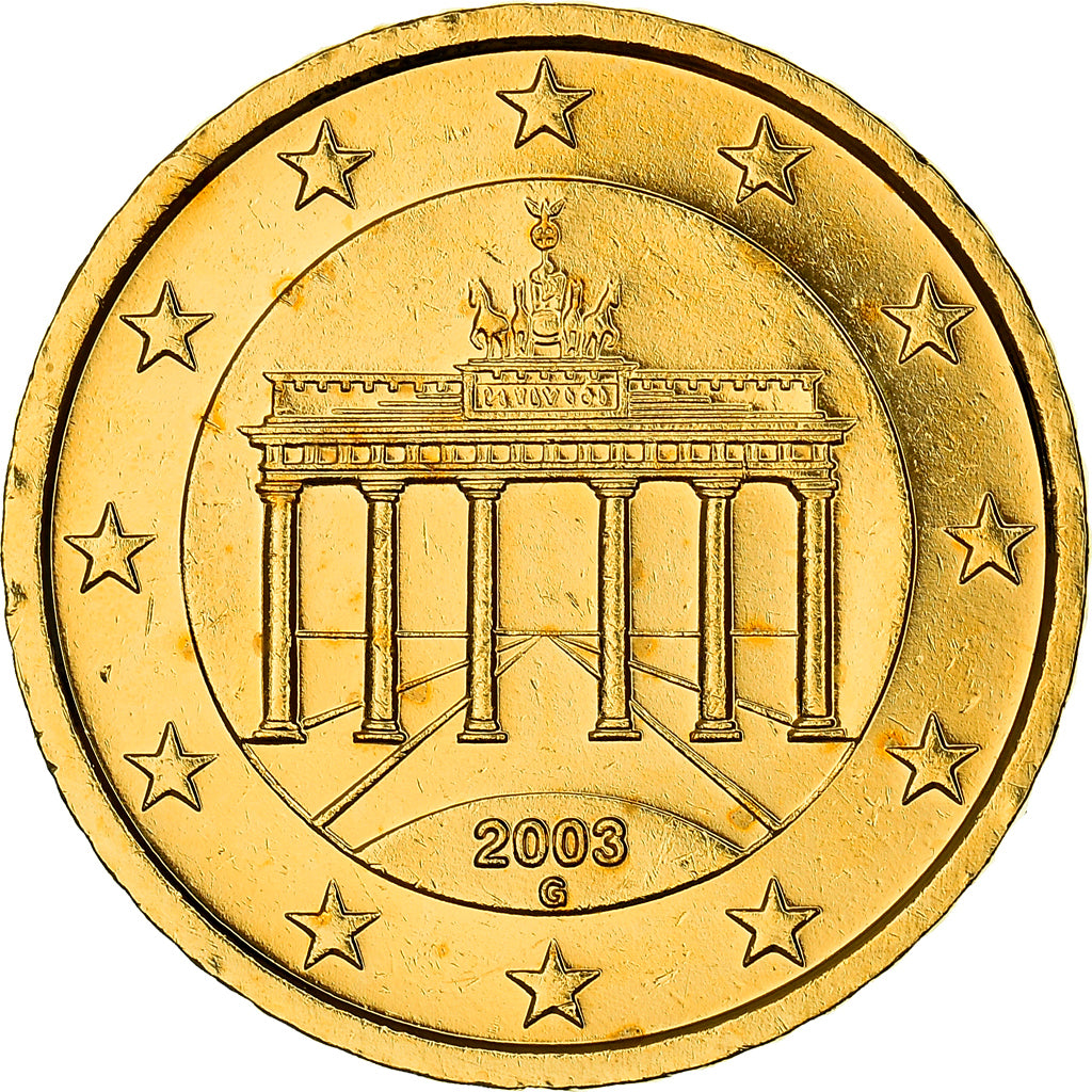 Germany, 50 Euro Cent, The Brandenburg Gate, 2003, golden, MS(63), Nordic gold