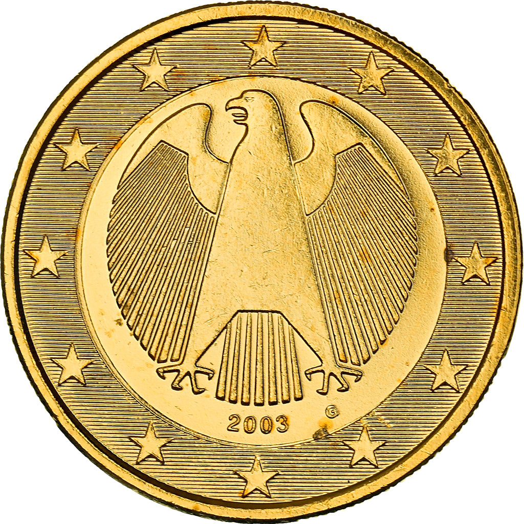 Deutschland, 1 Euro, eagle, 2003, golden, UNZ, Bi-Metallic