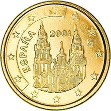 Spagna, 1 Cent, The cathedral of Santiago de Compostela, 2001, golden, SPL