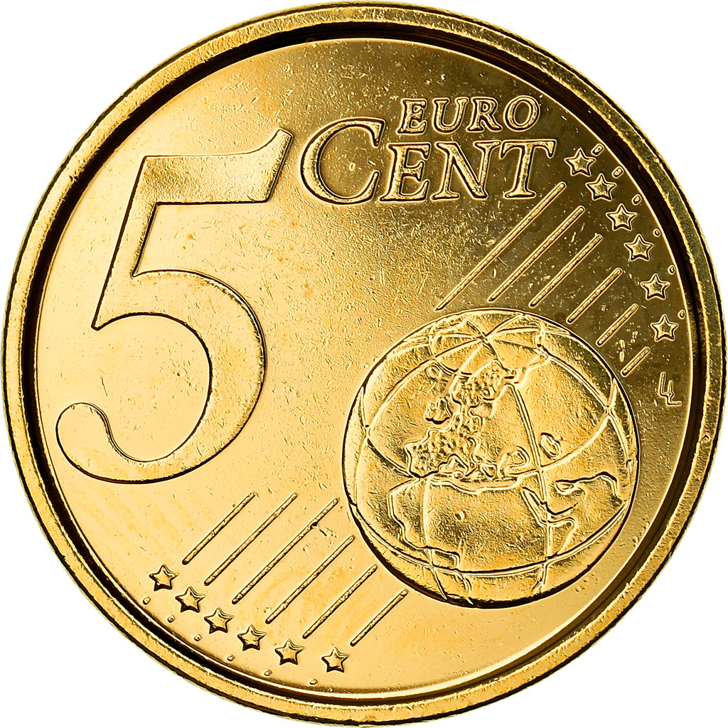 España, 5 Euro Cent, The cathedral of Santiago de Compostela, 2001, golden, SC