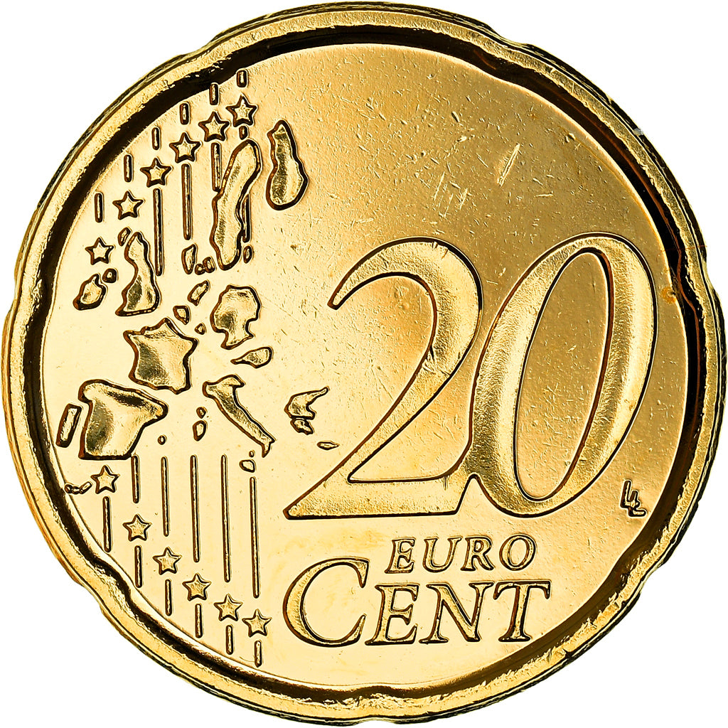 Spain, 20 Euro Cent, Miguel de Cervantes, 2001, golden, MS(63), Nordic gold