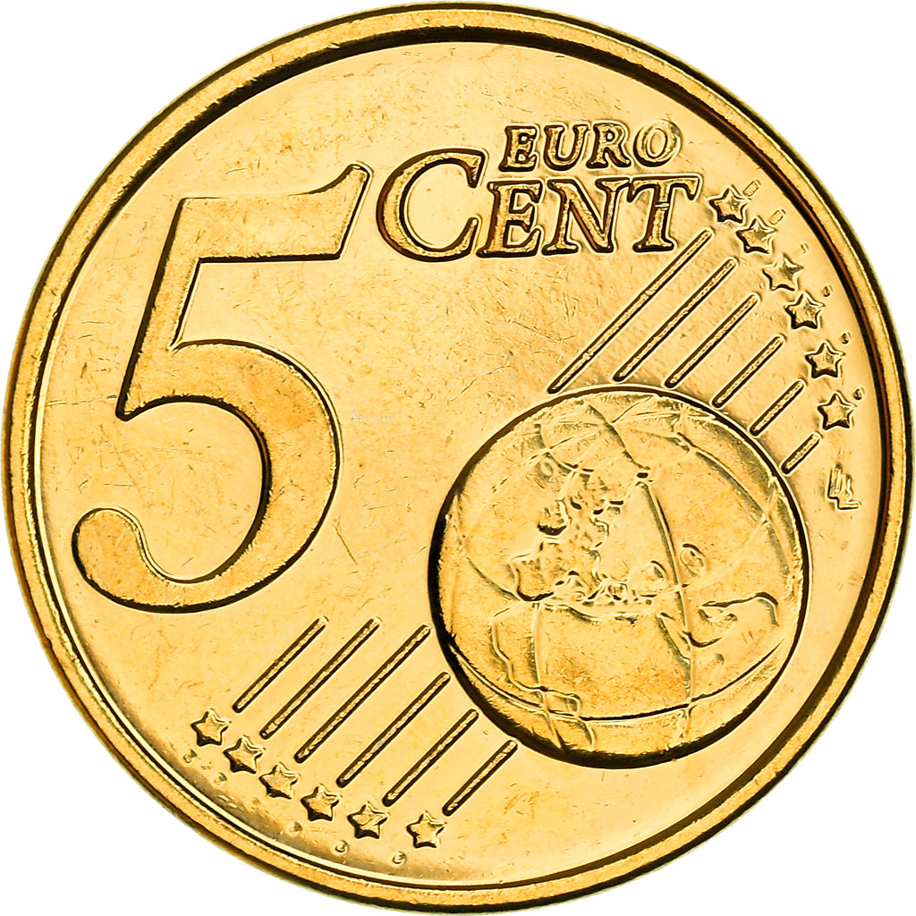 Greece, 5 Euro Cent, A modern commercial boat, 2005, golden, MS(63), Copper