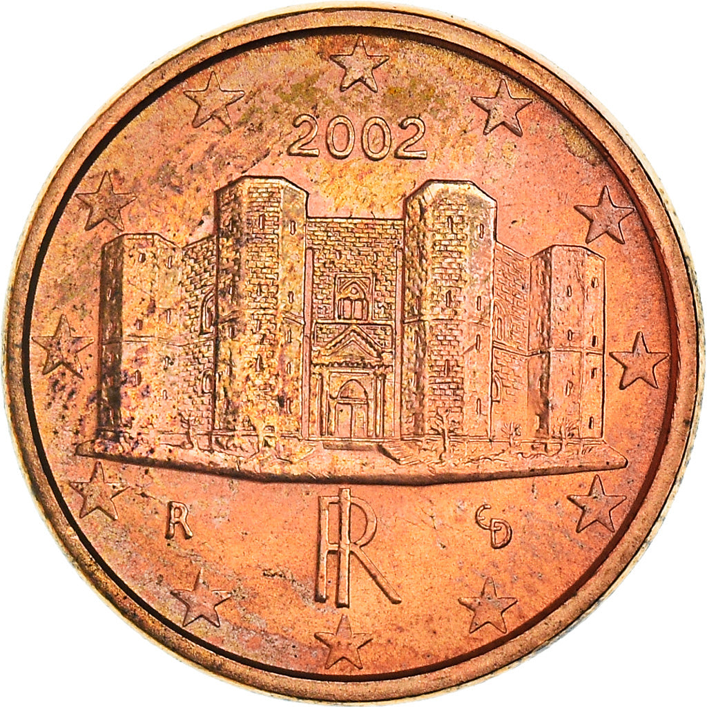 Italia, 1 Cent, The Castel del Monte, 2002, SPL+, Acciaio placcato rame
