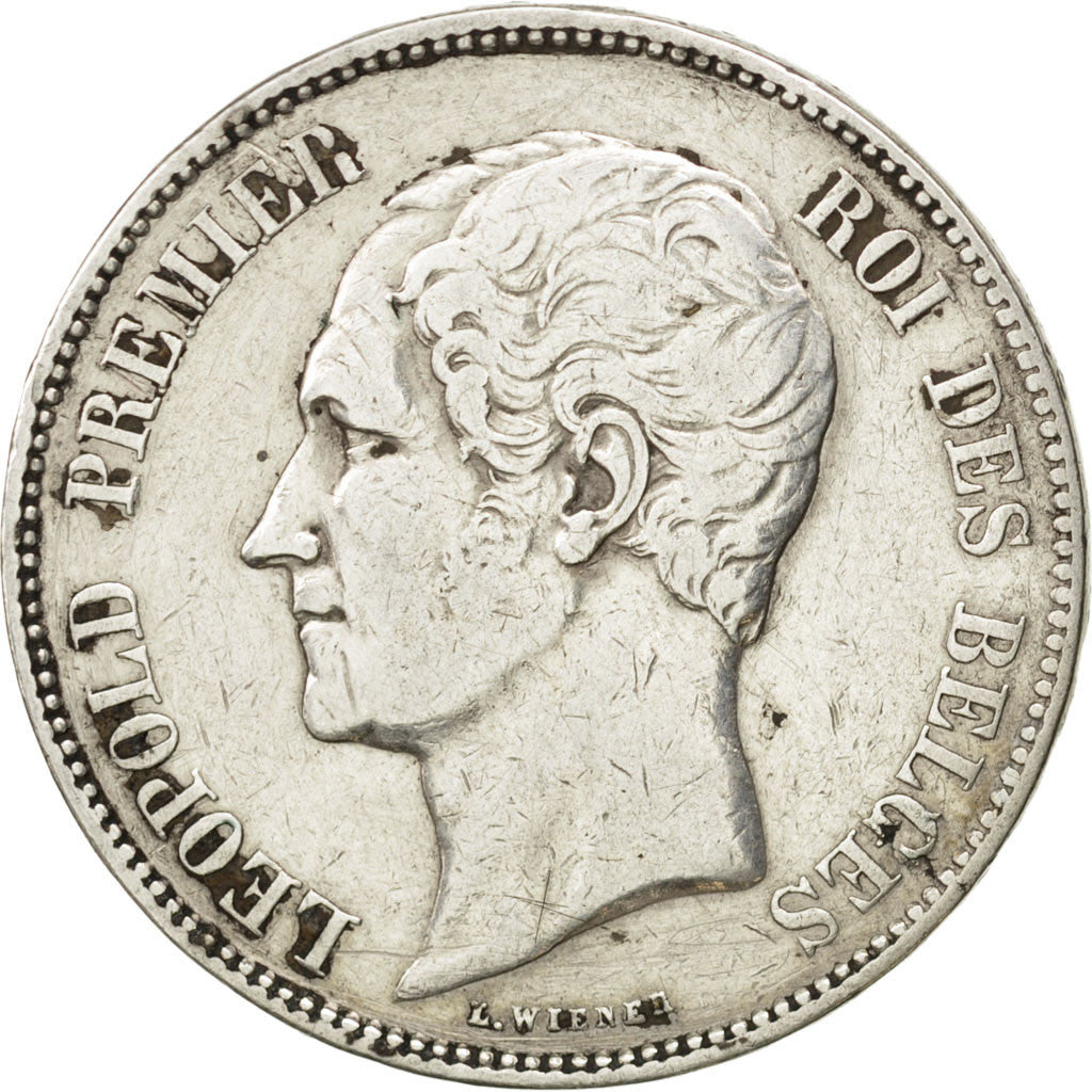 BELGIUM, 5 Francs, 5 Frank, 1849, KM #17, EF(40-45), Silver, 24.89