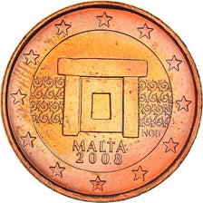 Malta, 1 Cent, Mnajdra Temple Altar, 2008, MS(64), Copper Plated Steel
