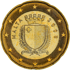 Malta, 20 Euro Cent, The arms of Malta, 2008, MS(64), Nordic gold