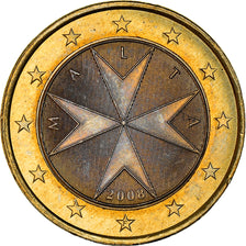 Malta, 1 Euro, Maltese cross, 2008, MS(64), Bi-Metallic