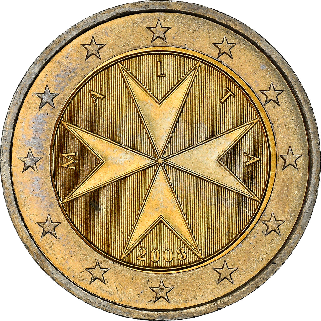 Malta, 2 Euro, Maltese cross, 2008, UNZ+, Bi-Metallic