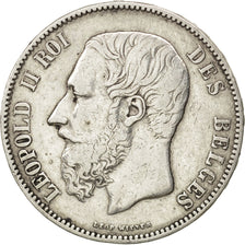 BELGIUM, 5 Francs, 5 Frank, 1875, KM #24, EF(40-45), Silver, 24.83