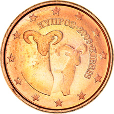 Cypr, 1 Cent, Two mouflons, 2008, MS(64), Miedź platerowana stalą