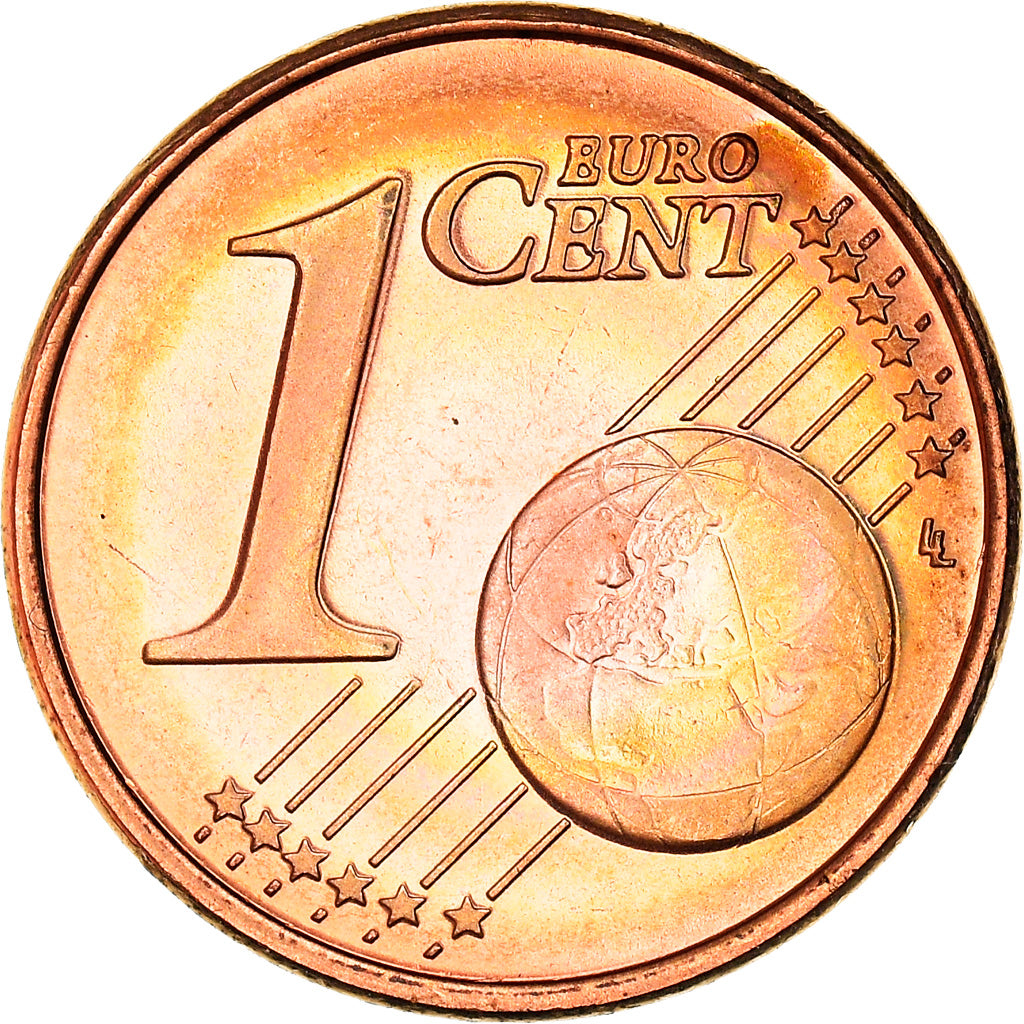 Cypr, 1 Cent, Two mouflons, 2008, MS(64), Miedź platerowana stalą