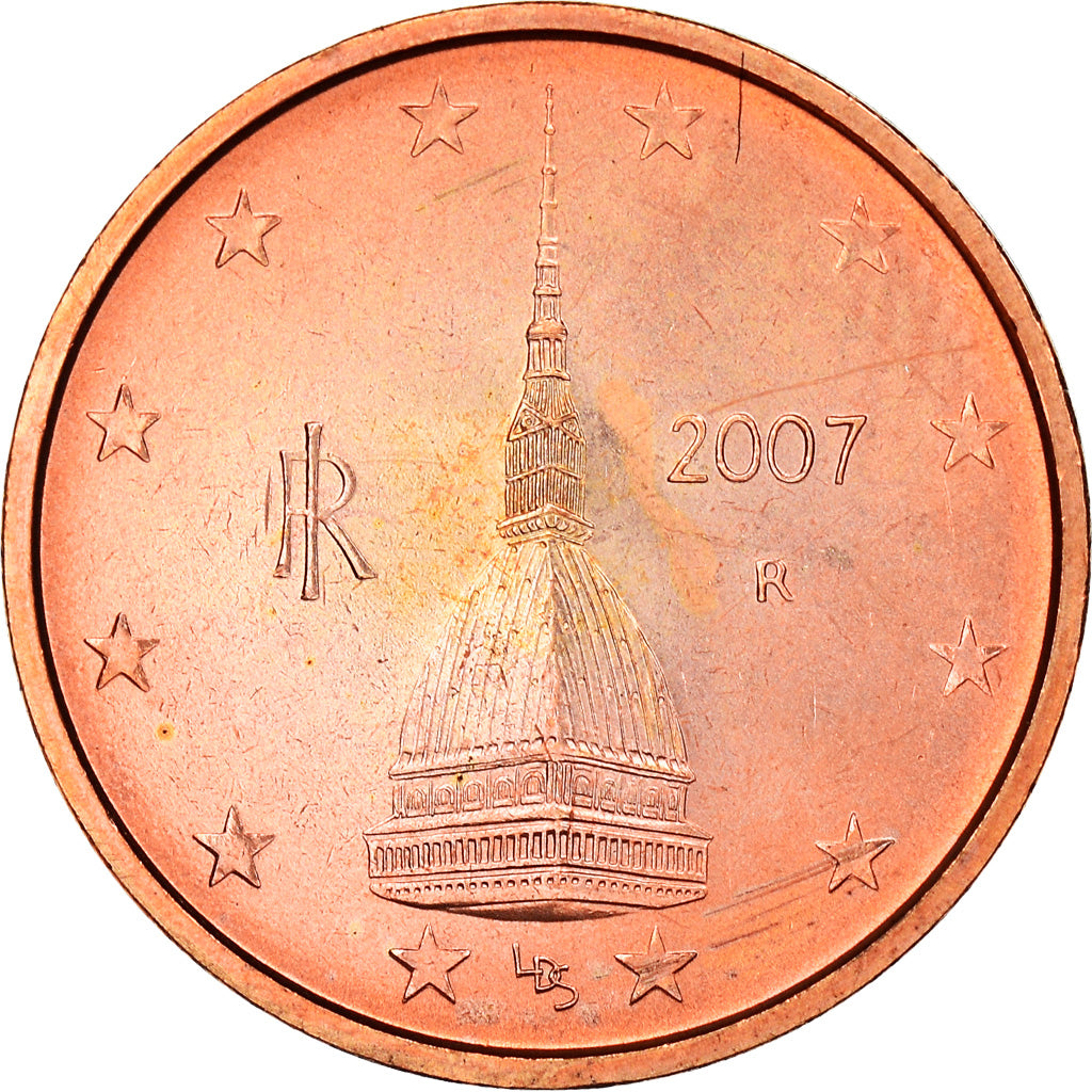 Italy, 2 Euro Cent, The Mole Antonelliana, 2007, MS(64), Copper Plated Steel