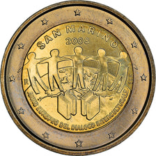San Marino, 2 Euro, five human silhouettes, 2008, MS(64), Bi-Metallic