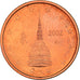 Włochy, 2 Euro Cent, The Mole Antonelliana, 2007, MS(64), Miedź platerowana