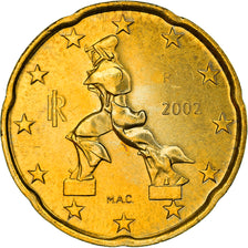 Italy, 20 Euro Cent, Boccioni's sculpture, 2002, MS(64), Nordic gold