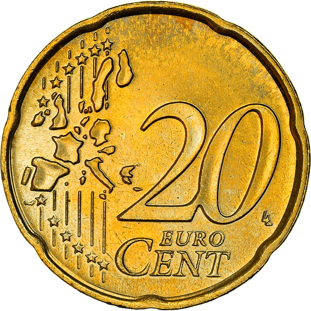 Italy, 20 Euro Cent, Boccioni's sculpture, 2002, MS(64), Nordic gold