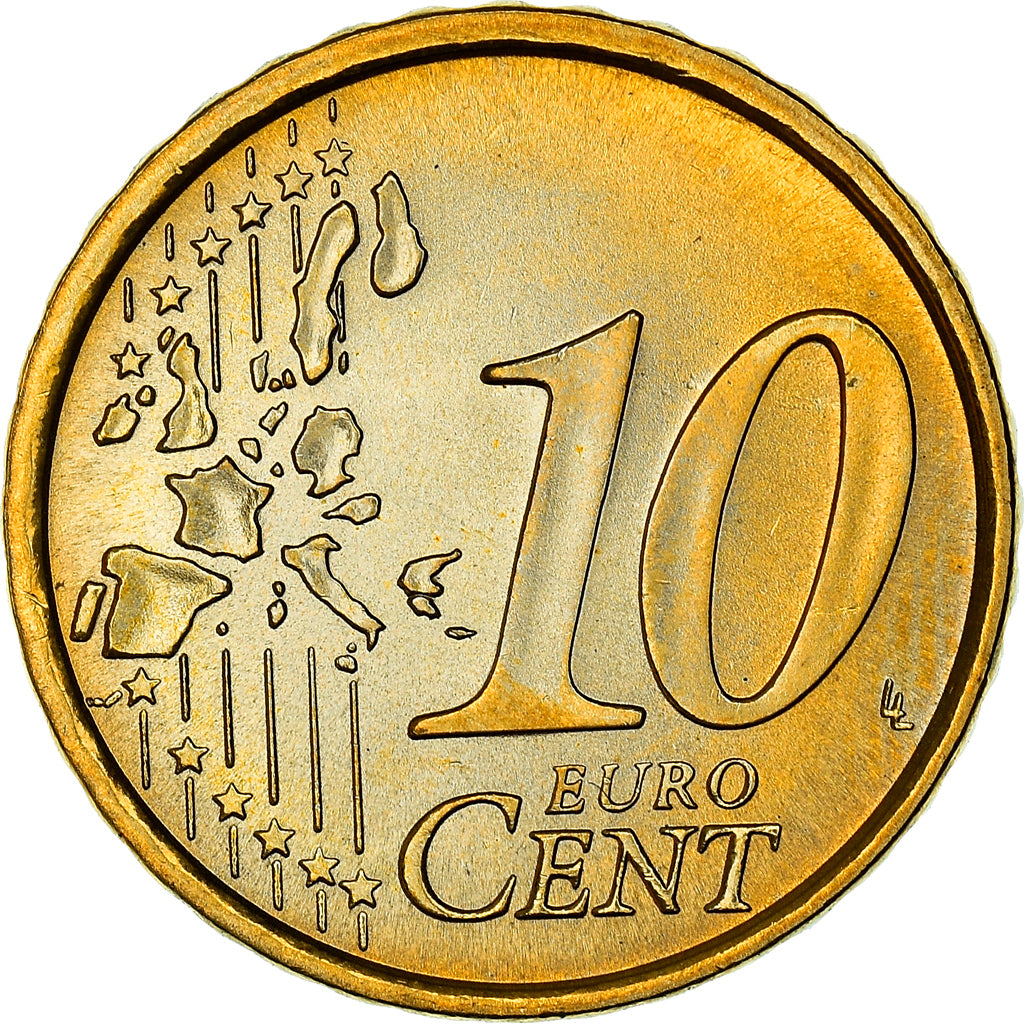 Italy, 10 Euro Cent, Birth of Venus, 2002, MS(64), Nordic gold