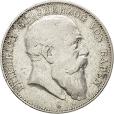 German States, 5 Mark, 1904, Karlsruhe, KM #274, VF(30-35), Silver, 38, 27.73