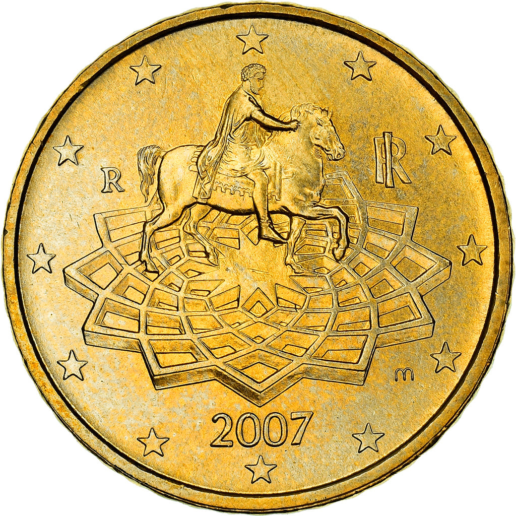 Italy, 50 Euro Cent, The Equestrian Statue of Marcus Aurelius, 2007, MS(64)