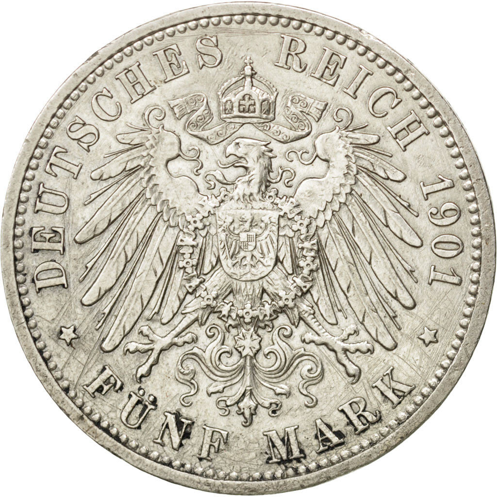 German States, 5 Mark, 1901, Berlin, KM #526, EF(40-45), Silver, 38, 27.77