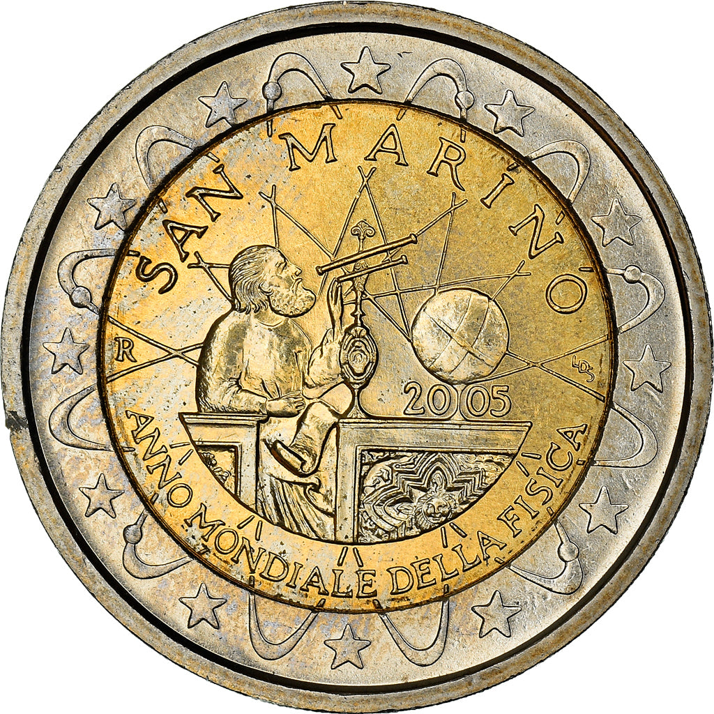 San Marino, 2 Euro, International Year of Physics, 2005, SPL+, Bi-Metallic