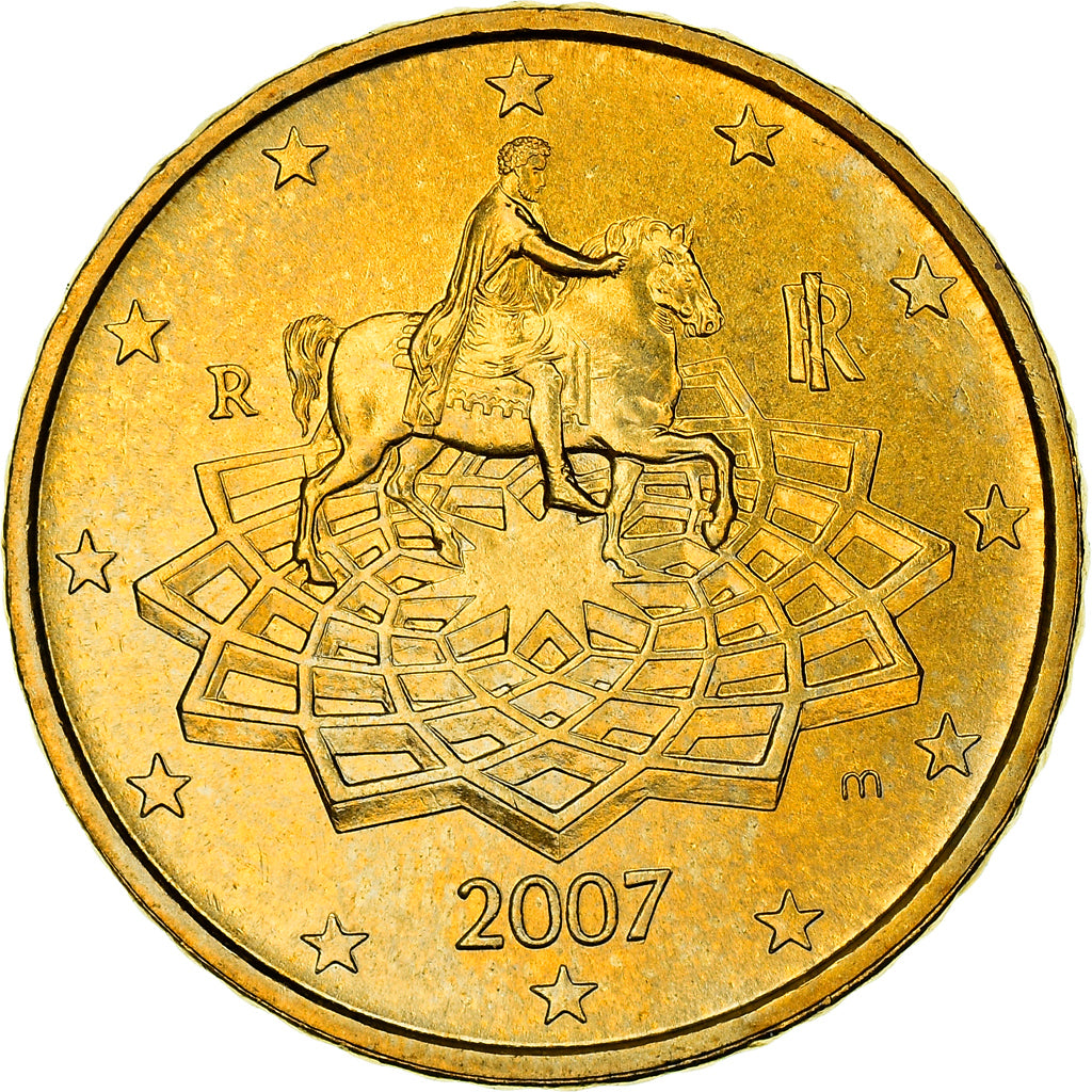 Italy, 50 Euro Cent, The Equestrian Statue of Marcus Aurelius, 2007, MS(64)