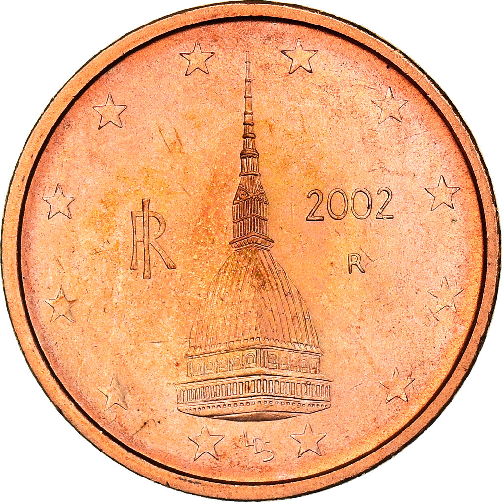 Italy, 2 Euro Cent, The Mole Antonelliana, 2002, MS(64), Copper Plated Steel