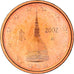 Italy, 2 Euro Cent, The Mole Antonelliana, 2002, MS(64), Copper Plated Steel