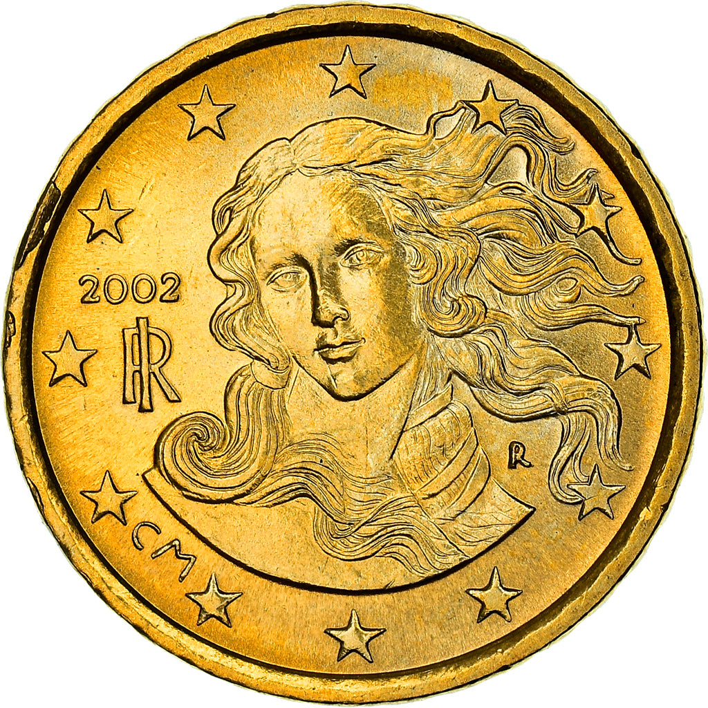Italy, 10 Euro Cent, Birth of Venus, 2002, MS(64), Nordic gold