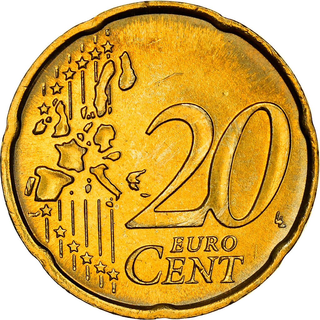 Italy, 20 Euro Cent, Boccioni's sculpture, 2002, MS(64), Nordic gold
