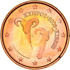 Cypr, 1 Cent, Two mouflons, 2008, MS(64), Miedź platerowana stalą