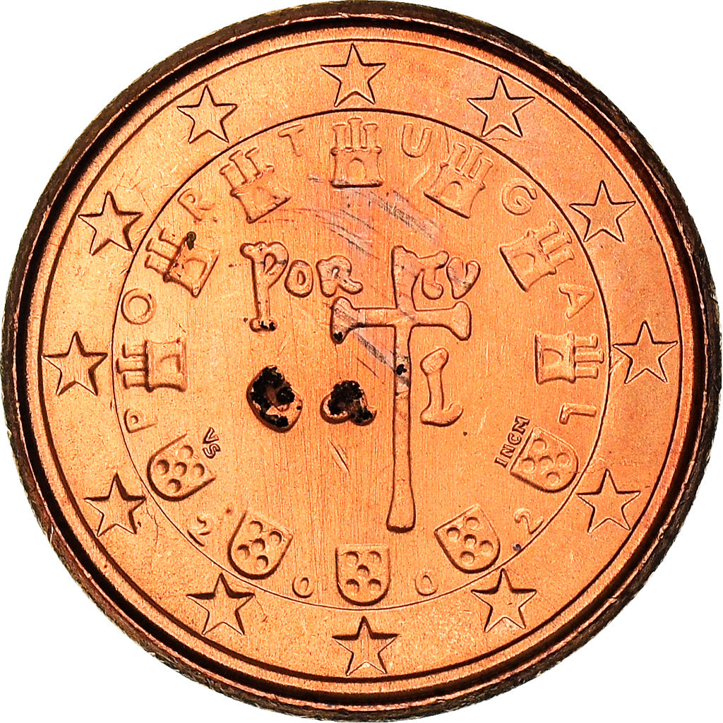 Portugal, 1 Cent, The first royal seal of 1134, 2002, SPL+, Copper Plated Steel