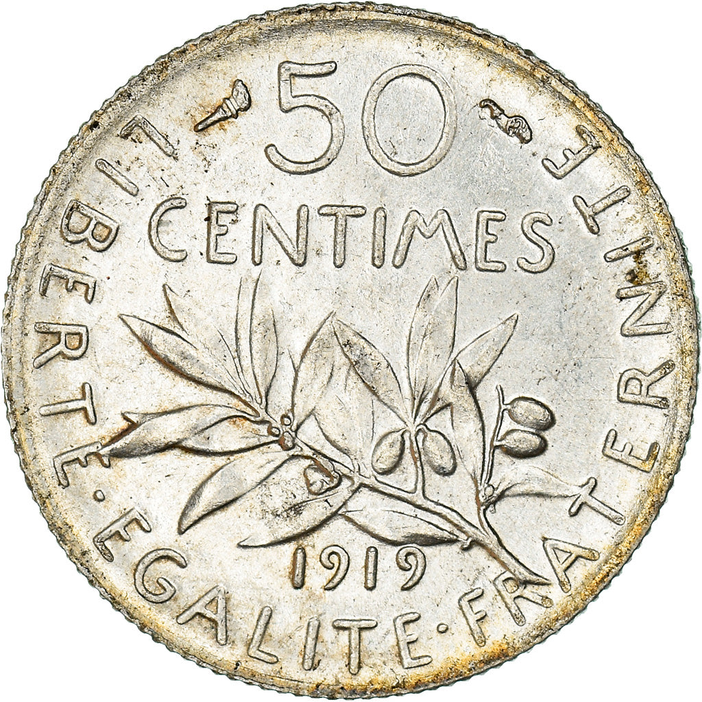 Coin, France, Semeuse, 50 Centimes, 1919, Paris, MS(63), Silver, KM:854
