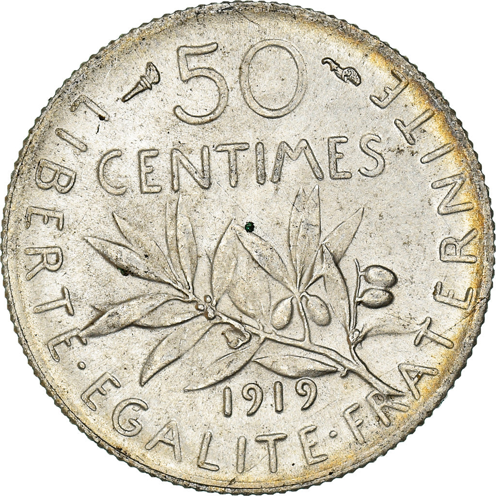 Coin, France, Semeuse, 50 Centimes, 1919, Paris, MS(63), Silver, KM:854