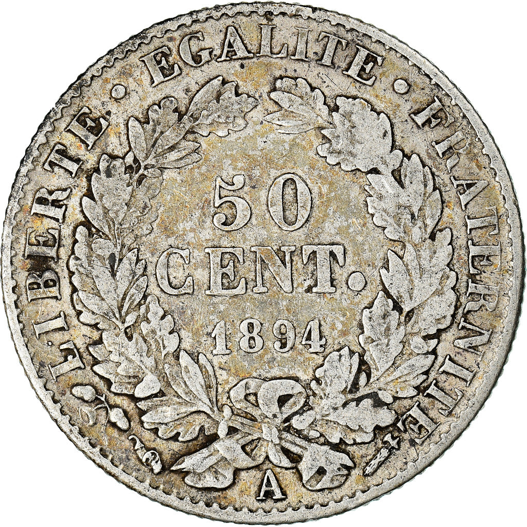 Monnaie, France, Cérès, 50 Centimes, 1894, Paris, TTB, Argent, KM:834.1