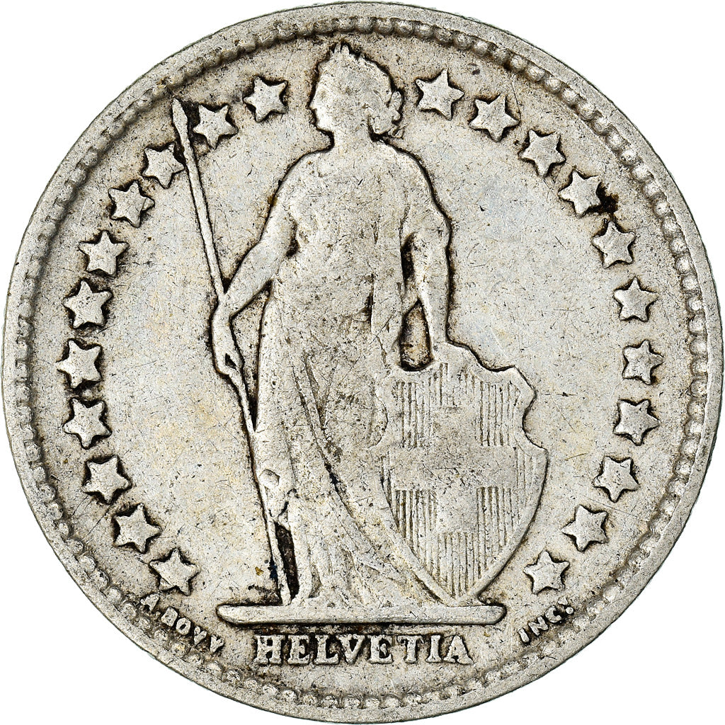 Moneta, Svizzera, 1/2 Franc, 1908, Bern, MB+, Argento, KM:23