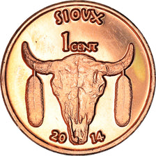 Moneta, USA, 1 Cent, 2014, Sioux, MS(64), Miedź platerowana stalą