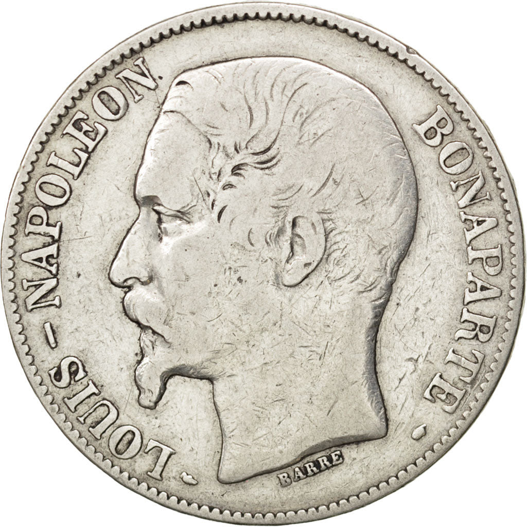 FRANCE, Napoléon III, 5 Francs, 1852, Paris, KM #773.1, VF(20-25), Silver, G...