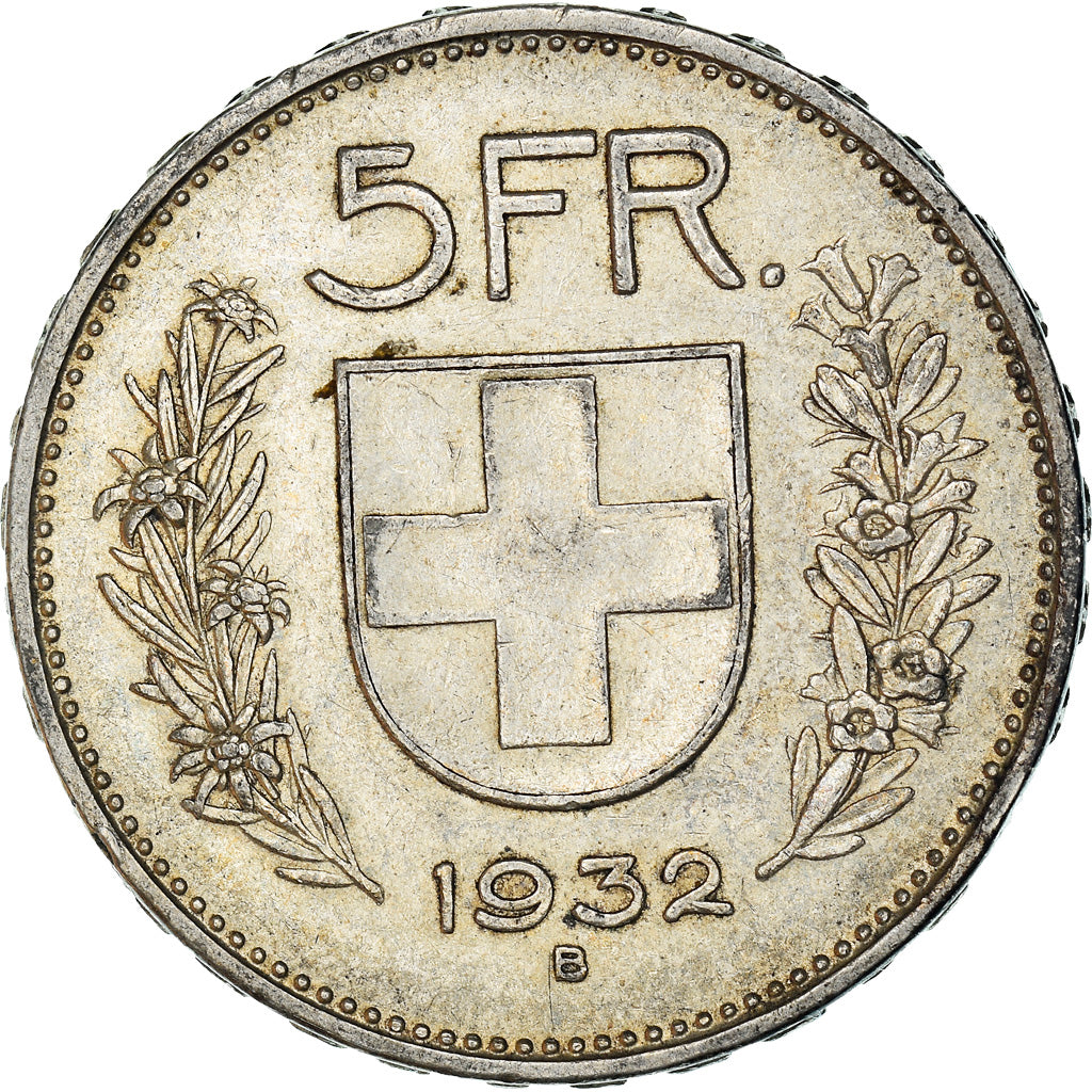 Coin, Switzerland, 5 Francs, 1932, Bern, EF(40-45), Silver, KM:40